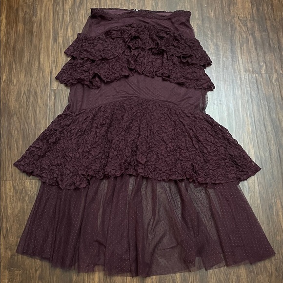 NWOT Free People Lace In Love Tiered ruffle Skirt size Medium - Picture 4 of 13